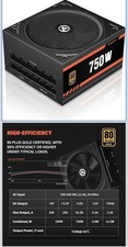 ARESGAME 750W ATX Power supply, 80 Plus Gold, Fully Modular, Black