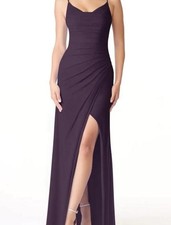 Azazie Plum Chiffon Corset Dress