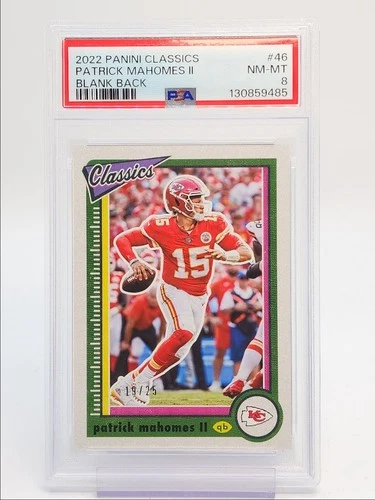 PATRICK MAHOMES II 2022 PANINI CLASSICS BLANK BACK CHIEFS /25 PSA 8 Q4244