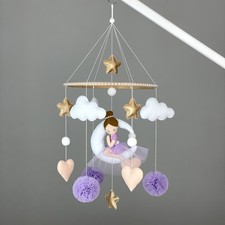 Baby mobile crib for grl Ballerina nursery decor Purple ballet mobile handmade