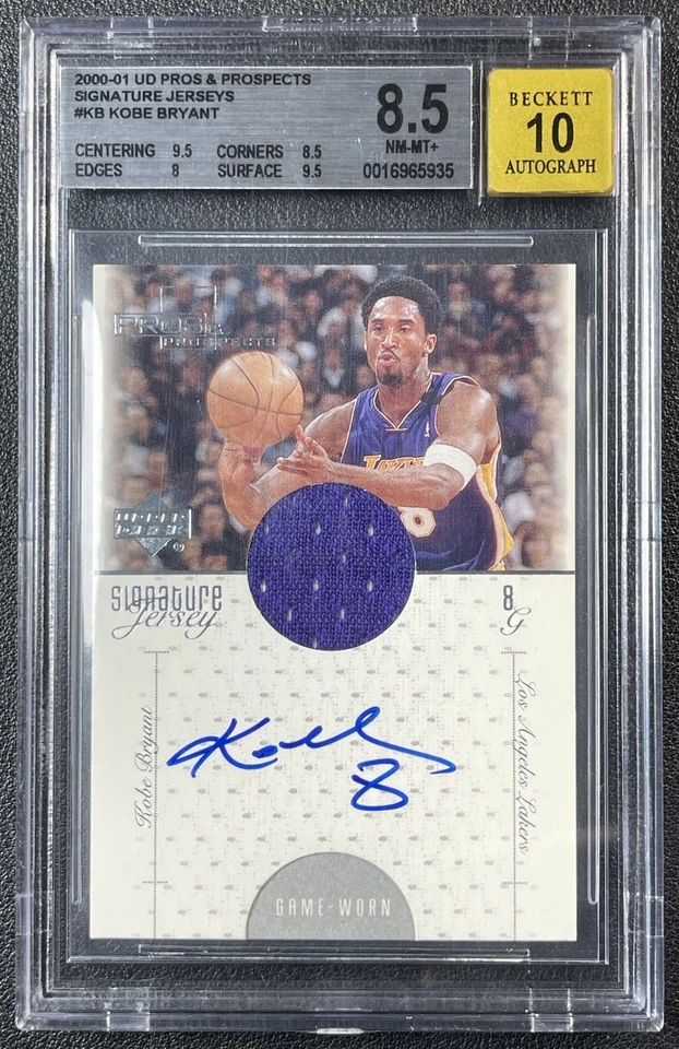 KOBE BRYANT BGS 8.5 2000-01 UPPER DECK PROS & PROSPECTS SIGNATURE JERSEY 10 AUTO