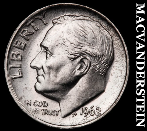 1962 Silver Roosevelt Dime - Choice Gem Brilliant Unc  Lustrous  #G7789