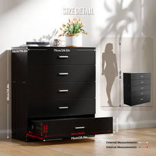 Five-Drawer Bedside Wardrobe All-in-One Storage Cabinet  Height 90cm for Bedroom