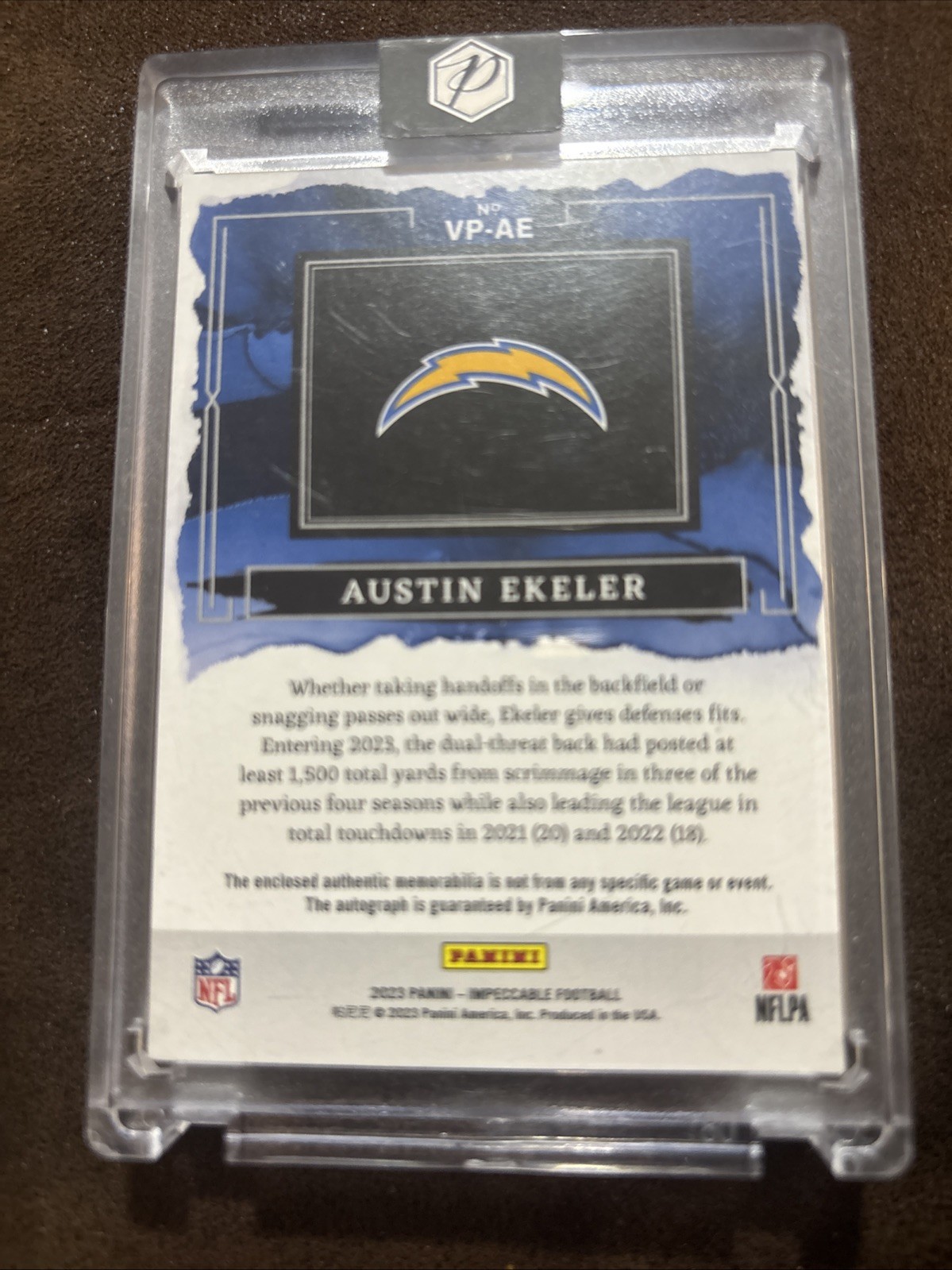 2023 Impeccable - Elégance Veteran Patch Auto Silver Austin Ekeler #VP-AE 7/25 view 4