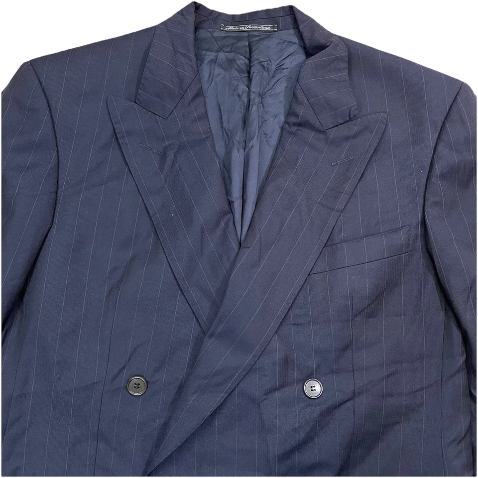 Dunhill 男式 100% 羊毛双排扣西装外套海军蓝 — 第 2/4 张图片