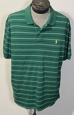 Vintage Polo Ralph Lauren Polo Shirt Mens XL Green Stripe Cotton Hong Kong 90s