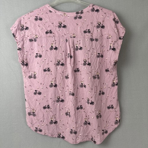 Torrid Button Front Ditsy Bicycle Floral Print Blouse Size 0 Country Cottage - Picture 8 of 8