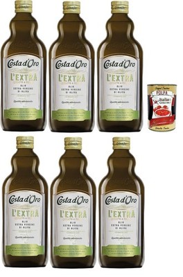 Costa d'Oro Extra Olivenöl,6x1L,kaltgepresst,ideal für Rezepte und Salate+Polpa