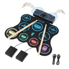 Electric Drum Set, 9 Pads Kids Drum Set, Roll-up 9 pad Dual Stereo Speakers