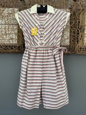 Vintage 1940s 50s Children's Dress Pink White Deadstock Unworn Dated 1950