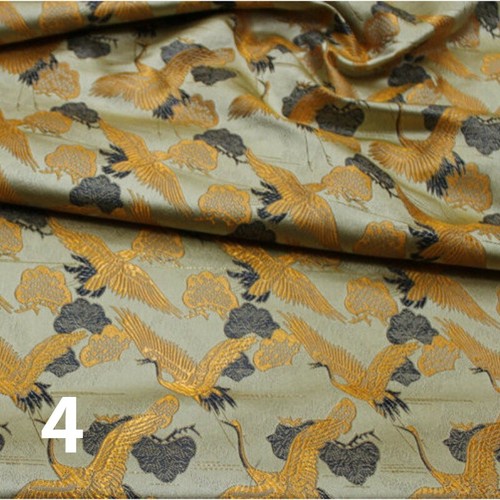 75*100cm Faux Silk Satin Fabric Craft Brocade Damask Chinese Crane Embroidery - Picture 16 of 20