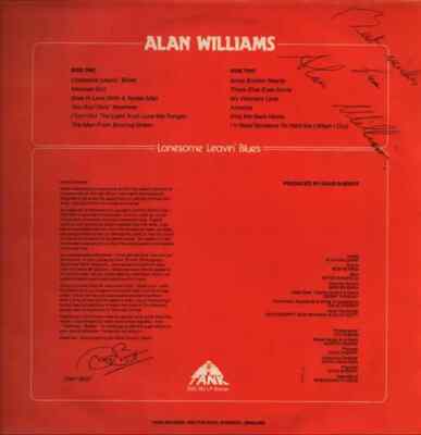 Alan Williams Lonesome Leavin Blues SIGNED Tank Records Vinyl LP