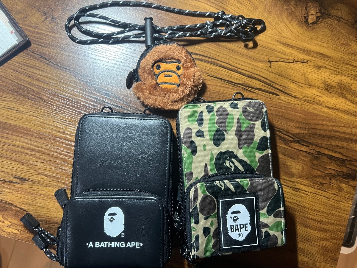 BAPE KIDS A Bathing Ape Mini Shoulder Bag & MILO Pouch Black