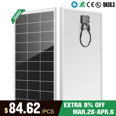 200W Watt Mono Solar Panel 12V Battery Charging PV Home RV Off-Grid Boat Power