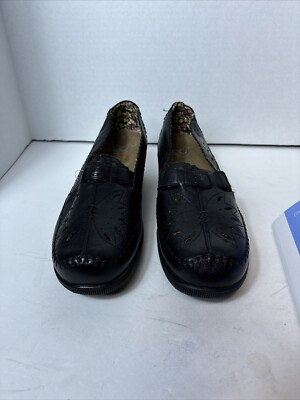 New Gravity Defyer Slip On Black Dress/Casual Shoes Leather Size 11 Cut Out  