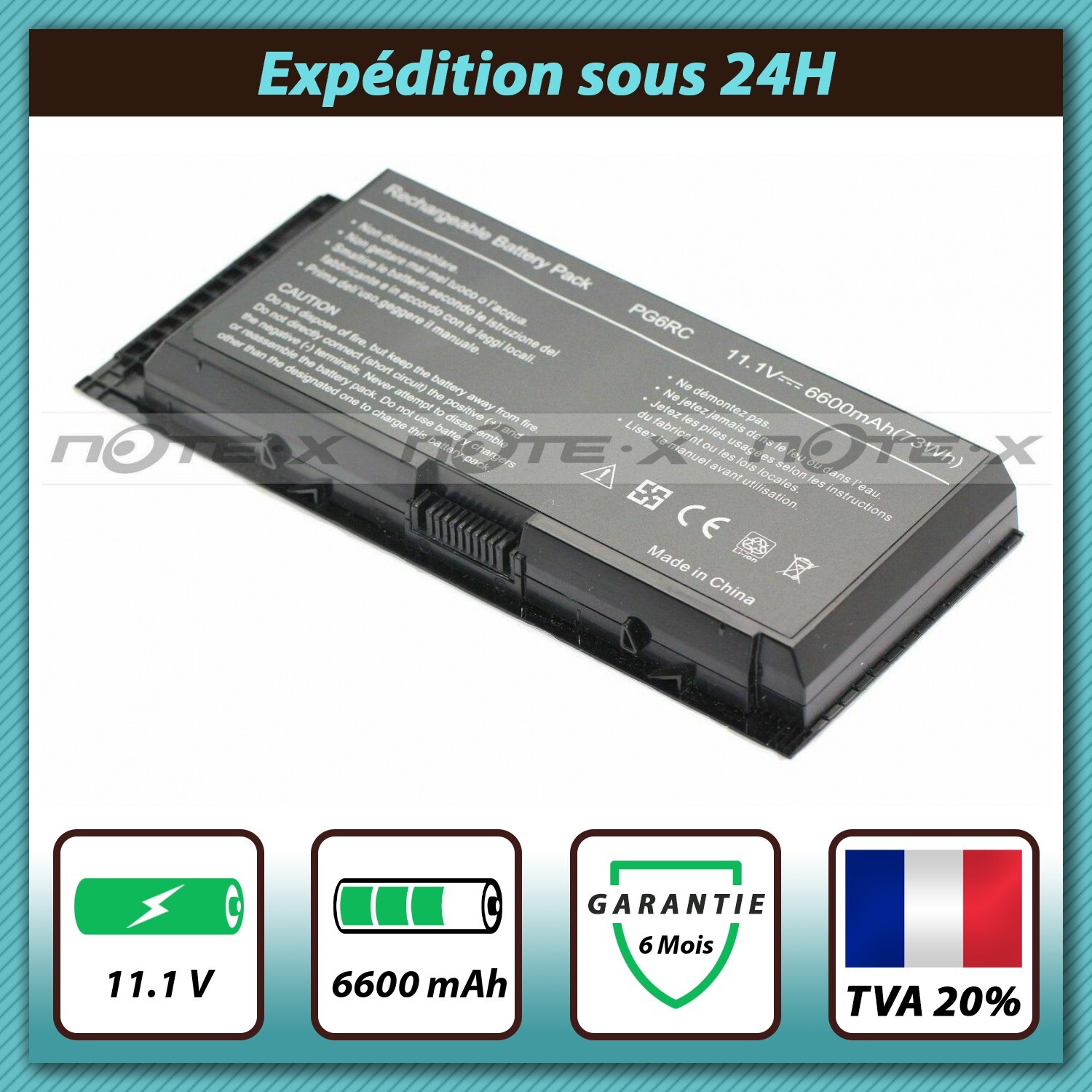 Batterie FV993 PG6RC R7PND compatible ordinateur Dell Precision