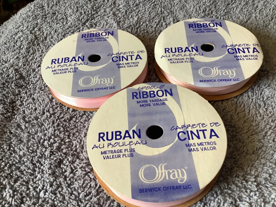 3 Offray Spool Ribbon, Light Pink, 30 Yards, 1/4”  Width - Image 2 of 4