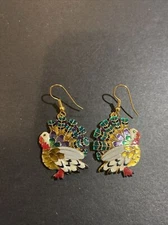 Rare Lunch At The Ritz LATR 2GO Turkey Dangle  Earrings