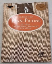 Evan Picone Pantyhose Silkee Sheer All Nude Cotton Shield Sandalfoot Med Beige