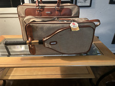 Bagage vintage en tweed Samsonite 2 pièces avec raquette de tennis et Western Airlines Ta