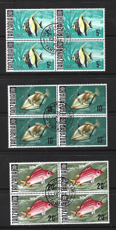 TANZANIA - Scott 32-34 Blocks of 4. High Values of Set