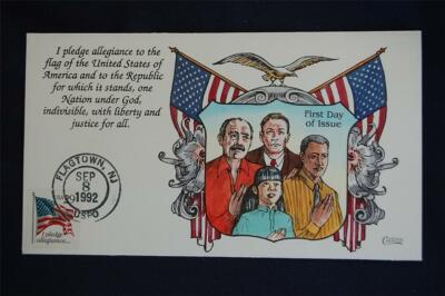 Pledge of Allegiance Flag 29c Stamp FDC Handpainted Collins#S2001
