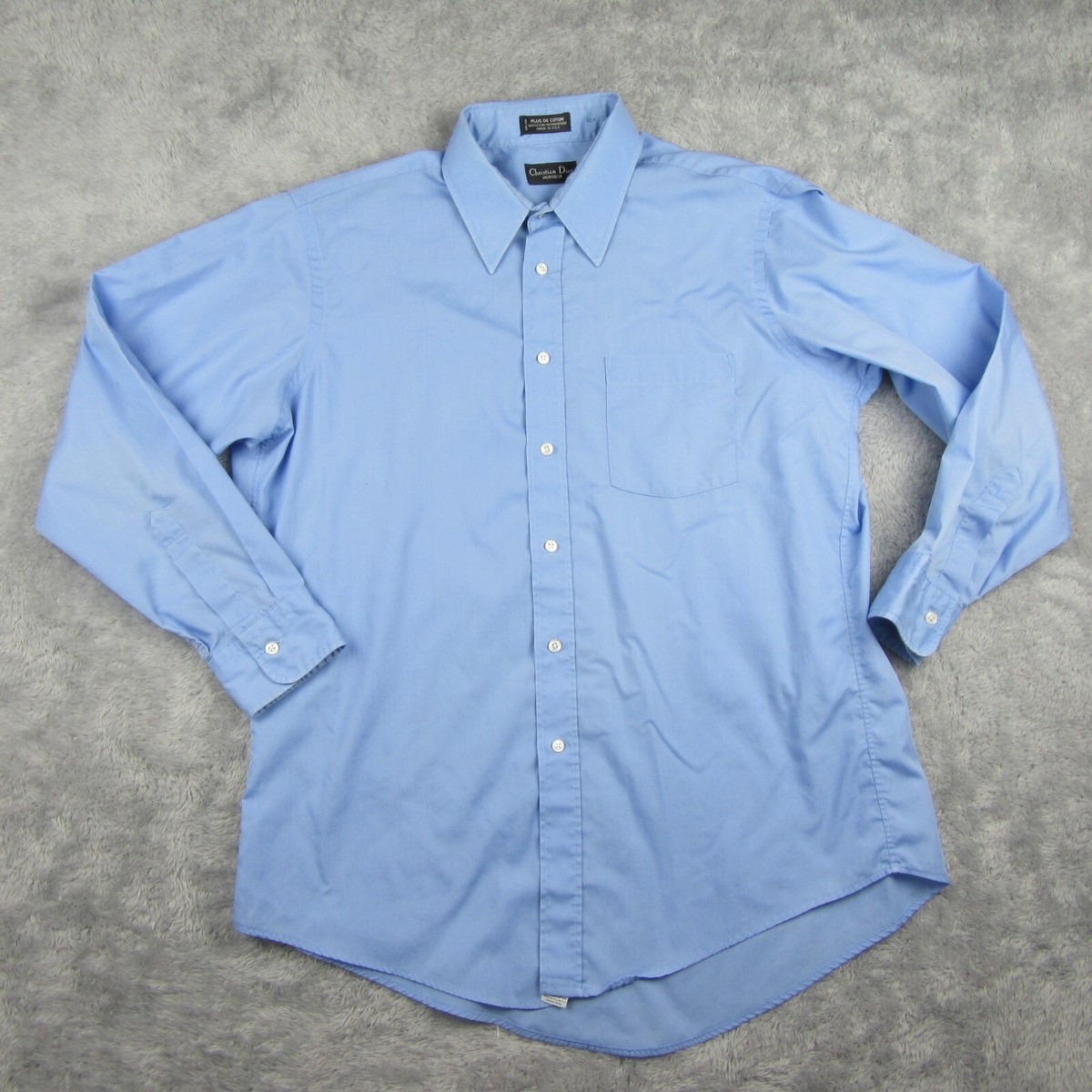 Christian Dior クリスチャンディオール MONSIEUR 5123 Christian Dior Monsieur Shirt Mens Blue Button Up Size 16 1/2 32