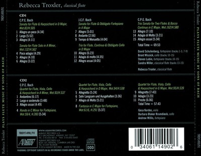 REBECCA TROXLER PLAYS FLUTE MUSIC BY SONS OF BACH NEW CD