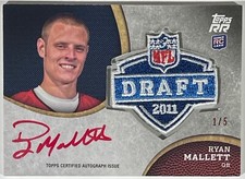 2011 Topps Rising Rookies Red Ink Ryan Mallett NFL Draft Shield #RAP-RM 1/5