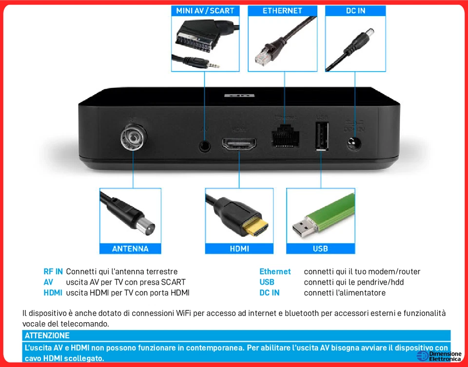 DECODER DIGITALE TERRESTRE DVB-T2 Android 10 h265 hevc wifi telesystem up t2 4k - Immagine 2 di 4