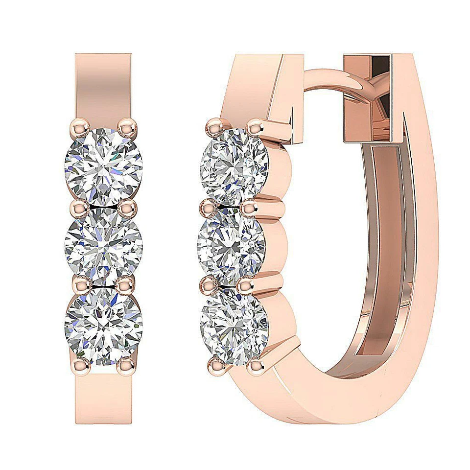 Hoops Earrings 0.70 Ct Natural Diamond SI1 G 14K White Gold 0.50Inch Appraisal - Image 3 of 4