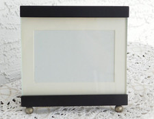 Elegant Glass Easel Frame with Black Wood and Metal: Fits 6"x4" or 7"x5" Photo