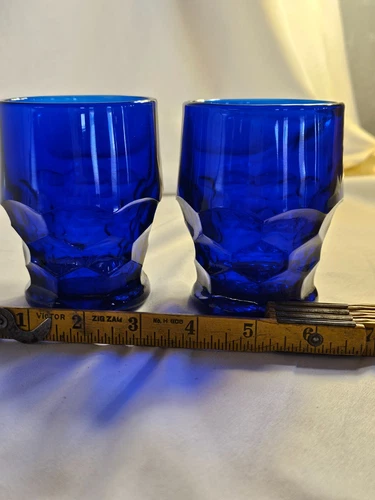 Two Vintage Anchor Hocking Cobalt Blue Tumblers
