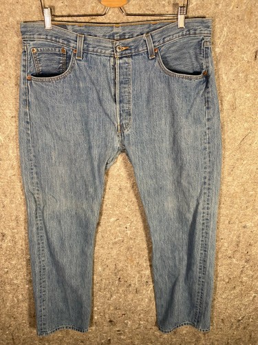 Levis Mens 501 Faded Blue Denim Jeans 