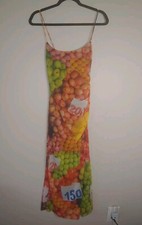 NWT Zara Ruched Fruit Stand Strappy Mesh Midi Dress Size Small S