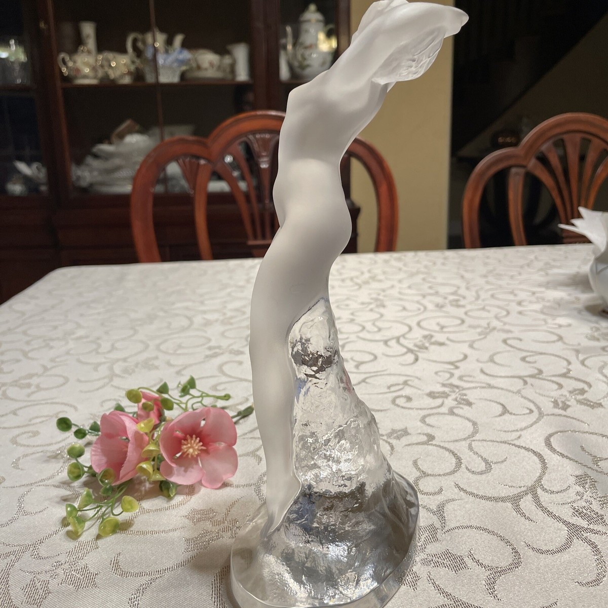 Lalique Clear French Crystal Glass Figurine of Nude Woman