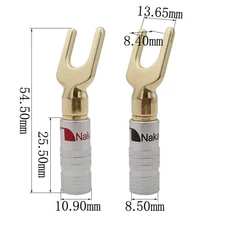 8Pcs Y/U Gold Plated Screw Spade Banana Plug Connector 4mm Speaker Wire Cable US