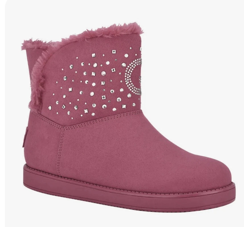 GUESS Ayvie Ladies Slip On Pink Boots Faux Suede Sizes 6 Med eBay