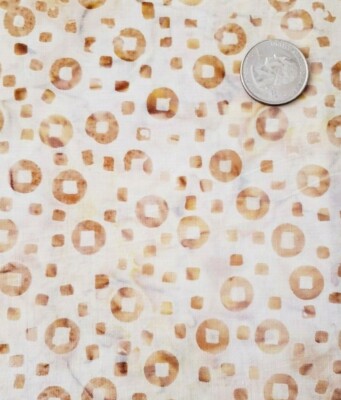 Cream Brown Squares rings abstract Batik Galaxy JAVA GALZAB EZA1  0044 BTY
