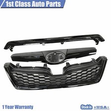Front Upper Lower Plastic Black Bumper Grille Set For 2014-2018 Subaru Forester