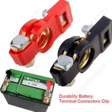 2PCS Car Battery Terminal Connector Clamp Clip Negative Positive Red+Black Cover