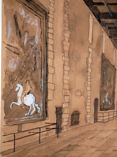 INK PEN DRAWING PALAIS DES PAPES POPE PALACE AVIGNON MONOGRAM DATED 1943 - Picture 3 of 9