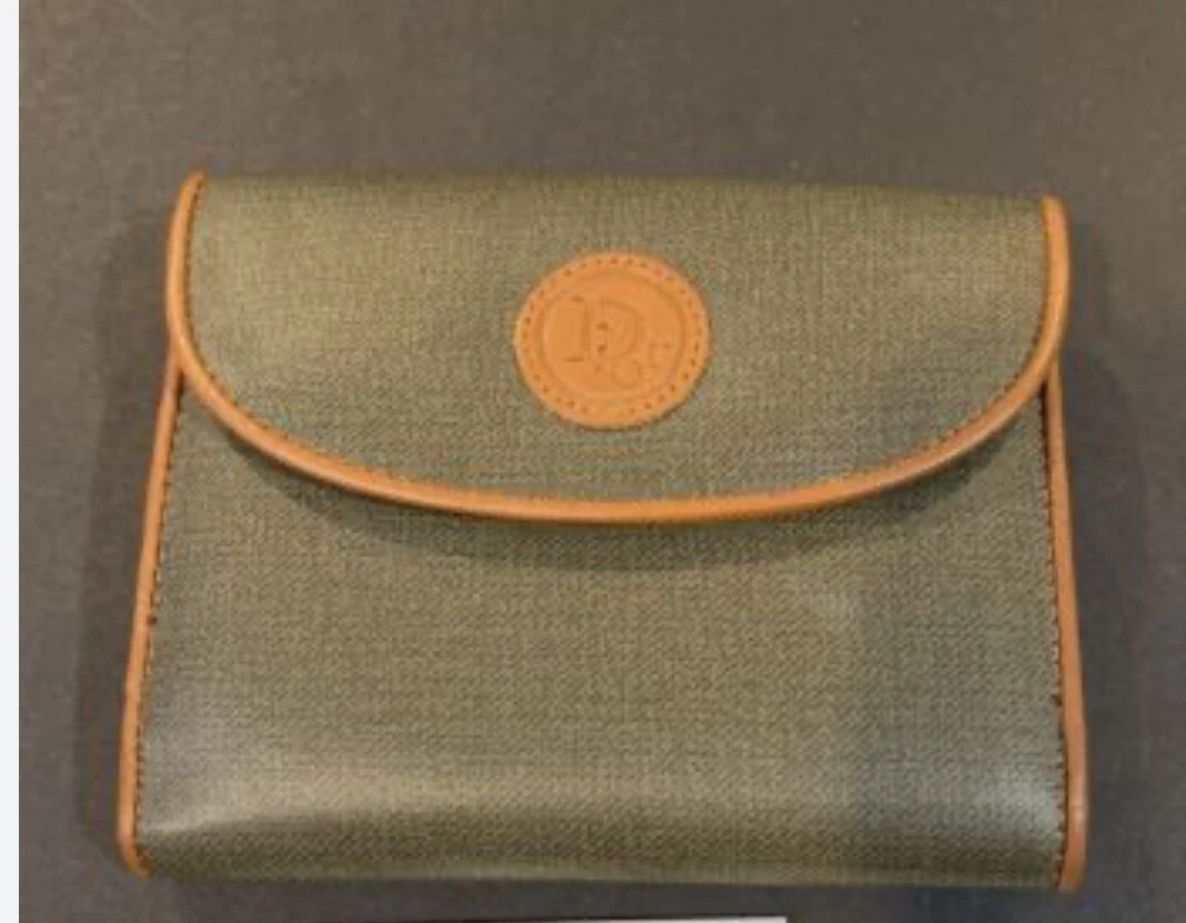 Portefeuille Christian Dior vert et marron