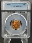 1939 PCGS MS67 RD RED Lincoln Wheat Back CENT #BT-28