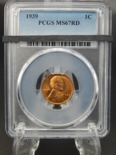 1939 PCGS MS67 RD ROSSO Lincoln Wheat Back CENTESIMO #BT-28