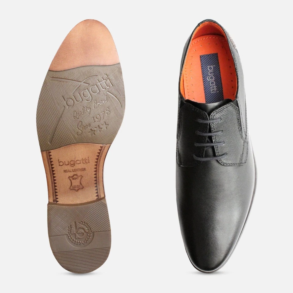 Zapatos formales negros en punta para hombre de Bugatti Foto 2 de 4