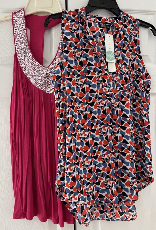 Set Of 2 Women’s Sequin Pink Dress Top & Stitch Fix Multi Color Blouse SZ SM