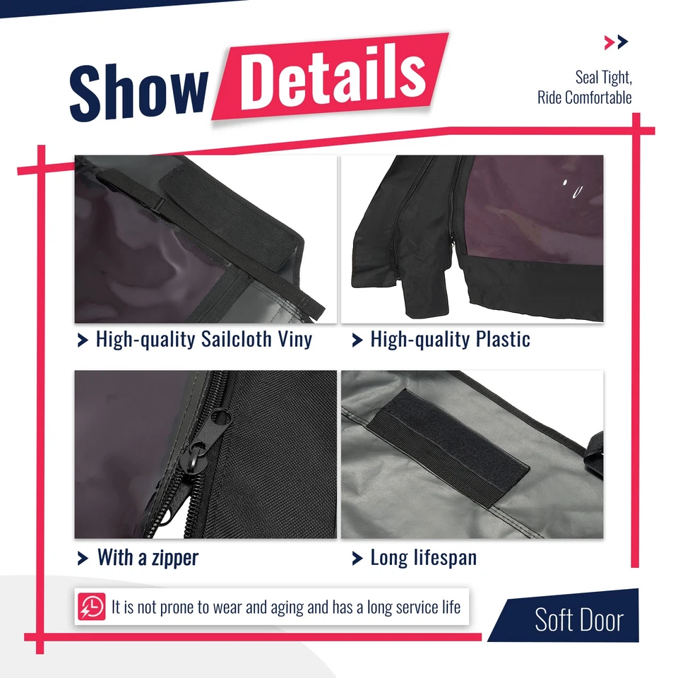 Black Enclosure Soft Upper Doors, Roof & Rear Window For Kawasaki Mule Pro-FXT Foto 3 de 4