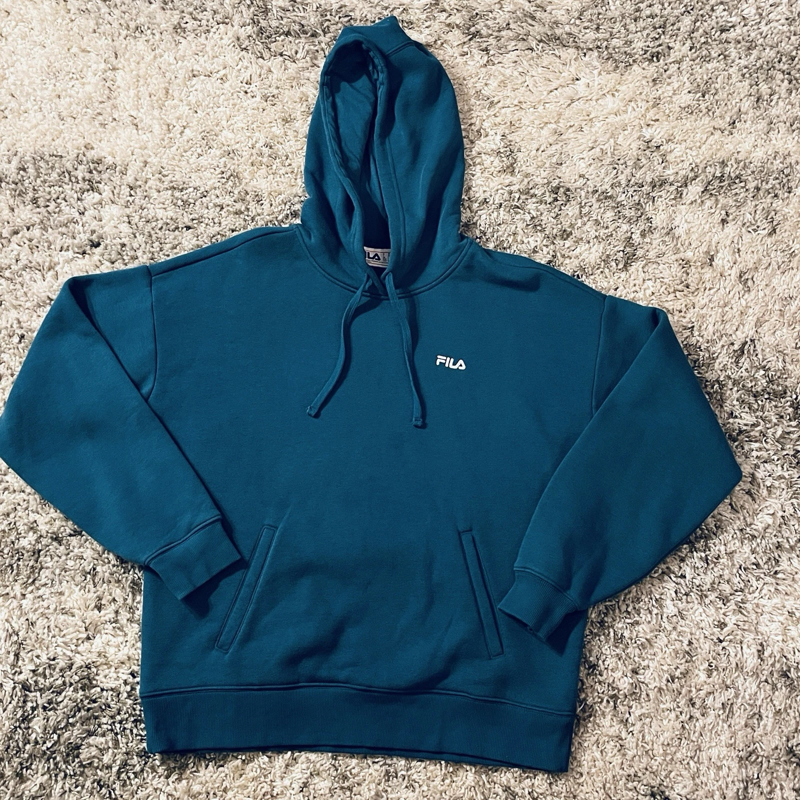Fila Women's Soft Hoodie Sweatshirt Kangaroo Pockets Size XL Blue Coral