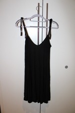 Nasty Gal Collection Black Tie-Strap Mini Swing Dress Slip Summer UK 10 US 6